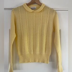 Cutest Vintage 50s Yellow Collared Sweater - XS
